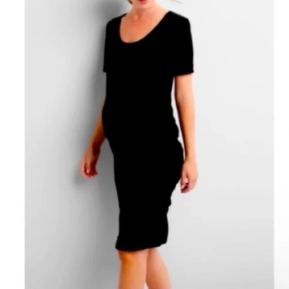 GAP | Dresses | Gap Maternity Short Sleeve Velvet Ruched Dress Black Womens  Size Large | Poshmark